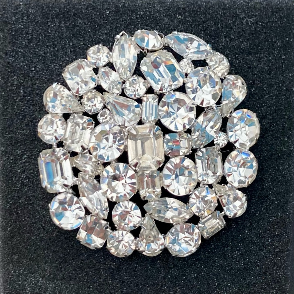 Vintage Kramer Round Crystal Brooch